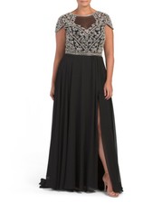 MAC DUGGAL Plus Gown With Jewel Embroidered Bodice (size 14W)