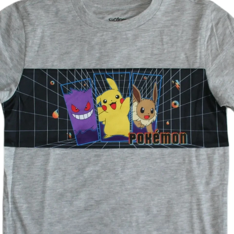 Pokemon (Pikachu, Gengar, Eevee) Character Graphic Print Boy's T-Shirt - NWT - Image 3 of 4