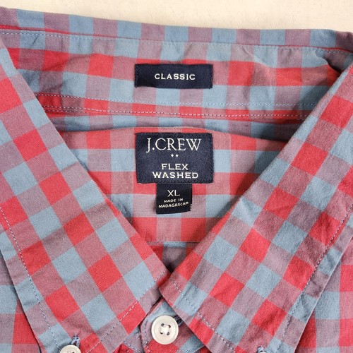J Crew Flex Wash Oberhemd kariert klassisch Knopfleiste kariert Herren XL rot Baumwolle - Bild 3 von 6