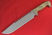 2017Busse Combat Battle Saw BG .26" Sage Crinkle w/CBT Tan Canvas Micarta Handle