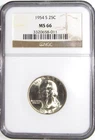 1954-S WASHINGTON Silver Quarter NGC MS 66