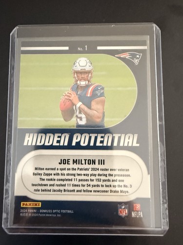 2024 Panini Donruss Optic - Hidden Potential Joe Milton Iii #1 (RC) - Picture 2 of 2