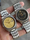 Lot of 2 Authentic Seiko 5 Automatic 7009 Gold & Black Dial Mens Vintage Watches