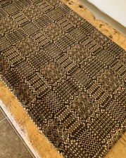 New Primitive BLACK MUSTARD COVERLET TABLE RUNNER Woven Topper 32"