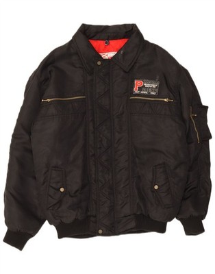 Polbot Mens Padded Bomber Jacket UK 42 XL Black Polyamide KR01
