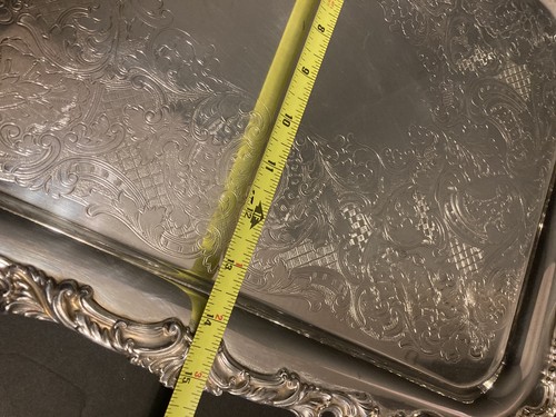 Vtg Oneida Sheffield Community Ascot Silverplate Butler Tray Handles Legs 25x15 - Picture 9 of 13