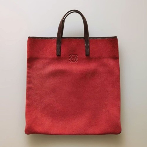 Loewe Suede Tote Bag Orange A4 Size Leather Handle Japan