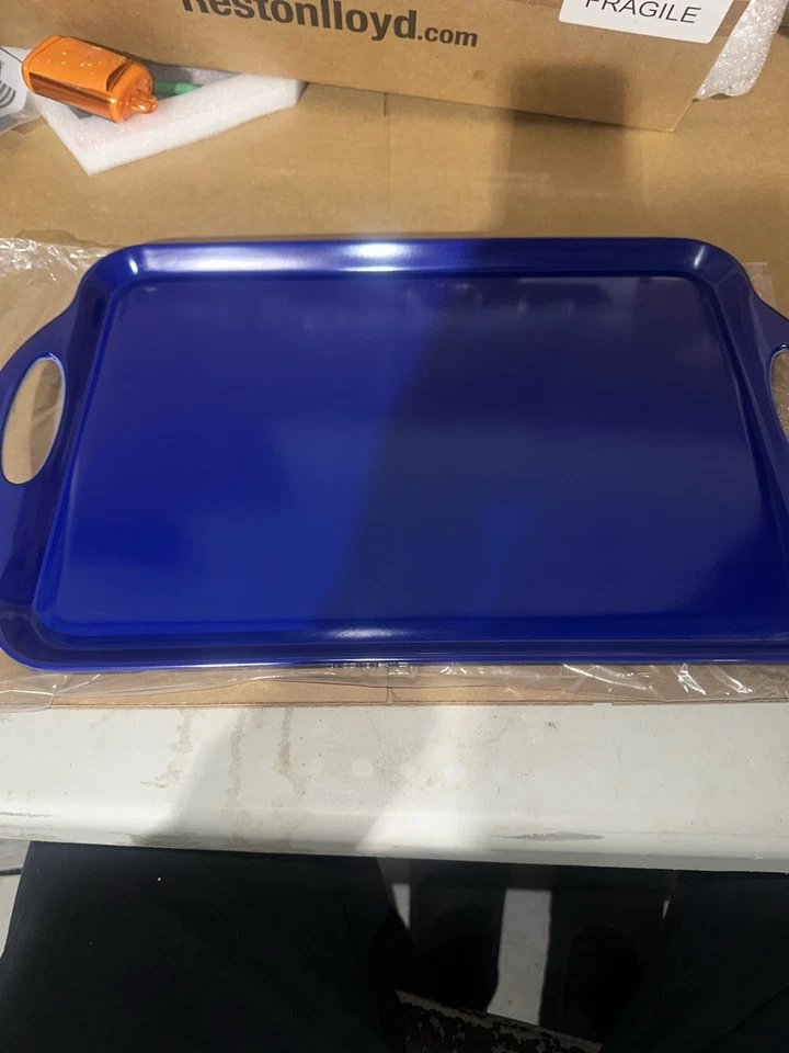 Reston Lloyd Calypso Basics Melamine Serving Ottoman Tray with Handles Brand New - Image 3 of 4