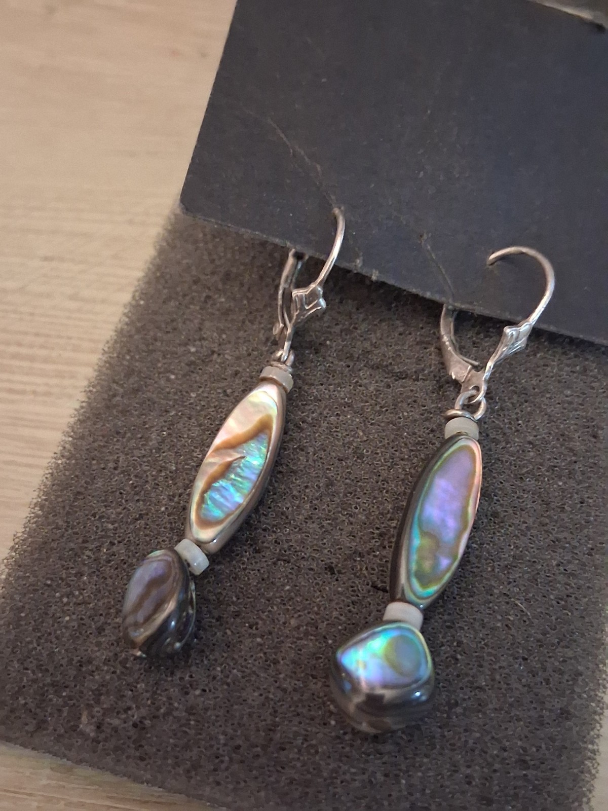 Sterling silver abalone shell dangle drop earring… - image 5