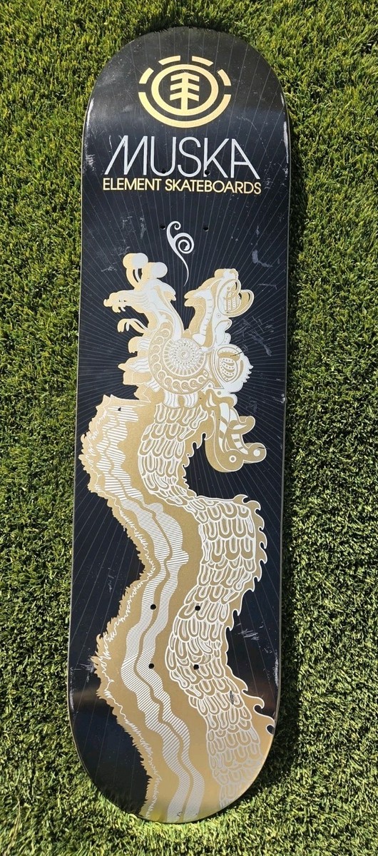 Chad Muska Element Skateboard Deck. Golden Dragon With Peace