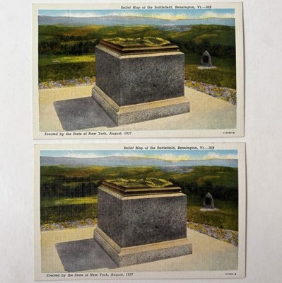 Battlefield Bennington VT Relief Map Vintage Postcards Lot Unposted White Border