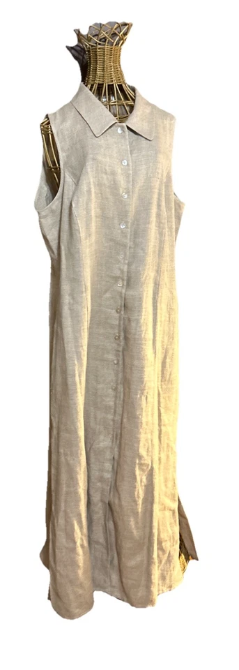 Maxi Vestido Blazer De Colección Años 90 Lino Talla 18 Clásico Retro Minimalista Mujer Neutral Foto 2 de 4