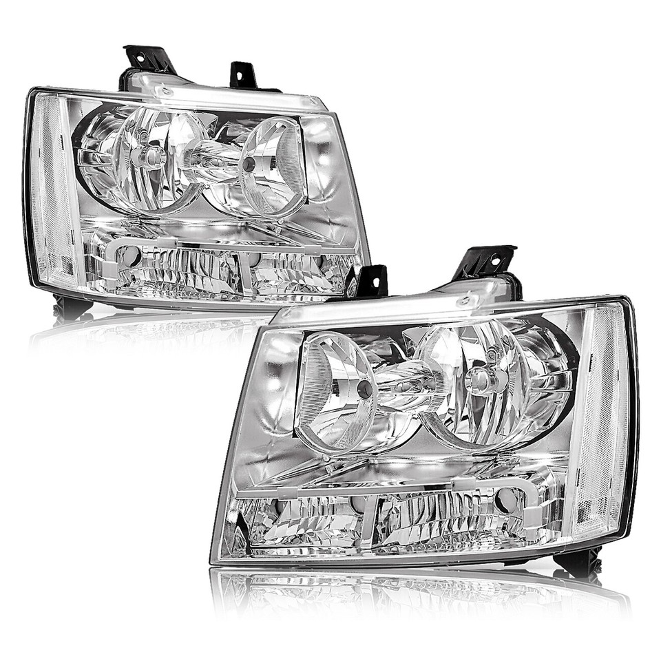 Clear Headlights 07-13 Silverado For 07-13 Chevy Avalanche/-14 Tahoe Suburban 1500 2500 Factory Style Headlight E Headlight Lens Replacement