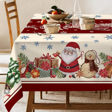 Christmas Tablecloth Rectangle 60 X 84 Inch, Christmas Table Cloth, Snowman Tabl