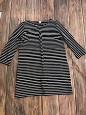 JCrew Women’s Cotton Knit Blue White Stripe Mini Dress Size Medium
