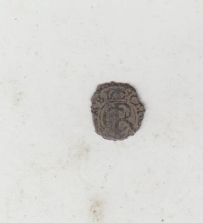Sweden Riga 1600s Charles XI Hammered Schilling 14mm Partial Detail