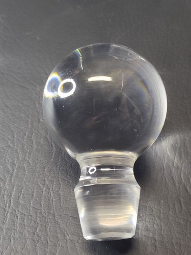 Rare Crystal Square Whiskey Decanter Pressed and Cut , Large Round Stopper - Picture 20 of 23