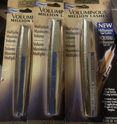 3 L Oreal Paris Voluminous Million Lashes Mascara #670 Black Noir Sealed Trío