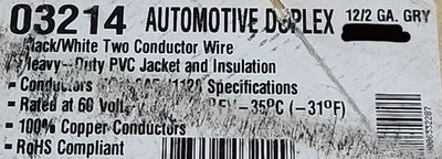 East Penn 12/2C Duplex Automotive Primary Wire SAE J1128 105C/60V Gray /25ft