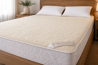 Merino Wool Matratzenauflage Wendbar Baumwolle Alle Saisons Doppelbett 140 x 190 - Bild 1 von 4