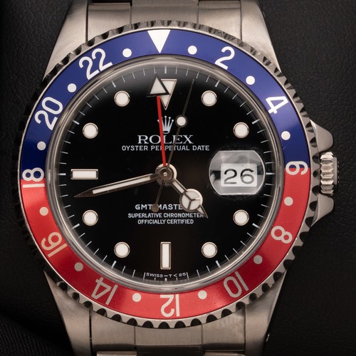 Rolex GMT-Master II Watch 40mm Pepsi 16710 Black Dial