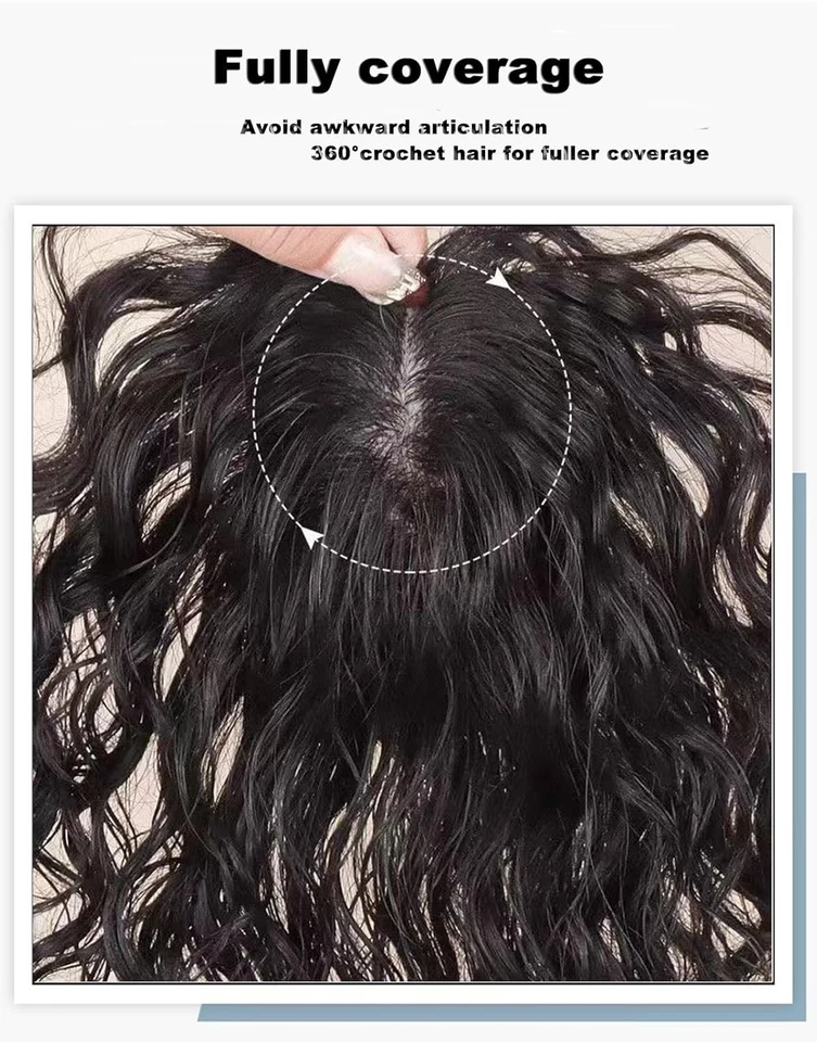 Clipe de cabelo humano fofo encaracolado ondulado 100% real em peça superior toupee para mulheres - Imagem 4 de 4