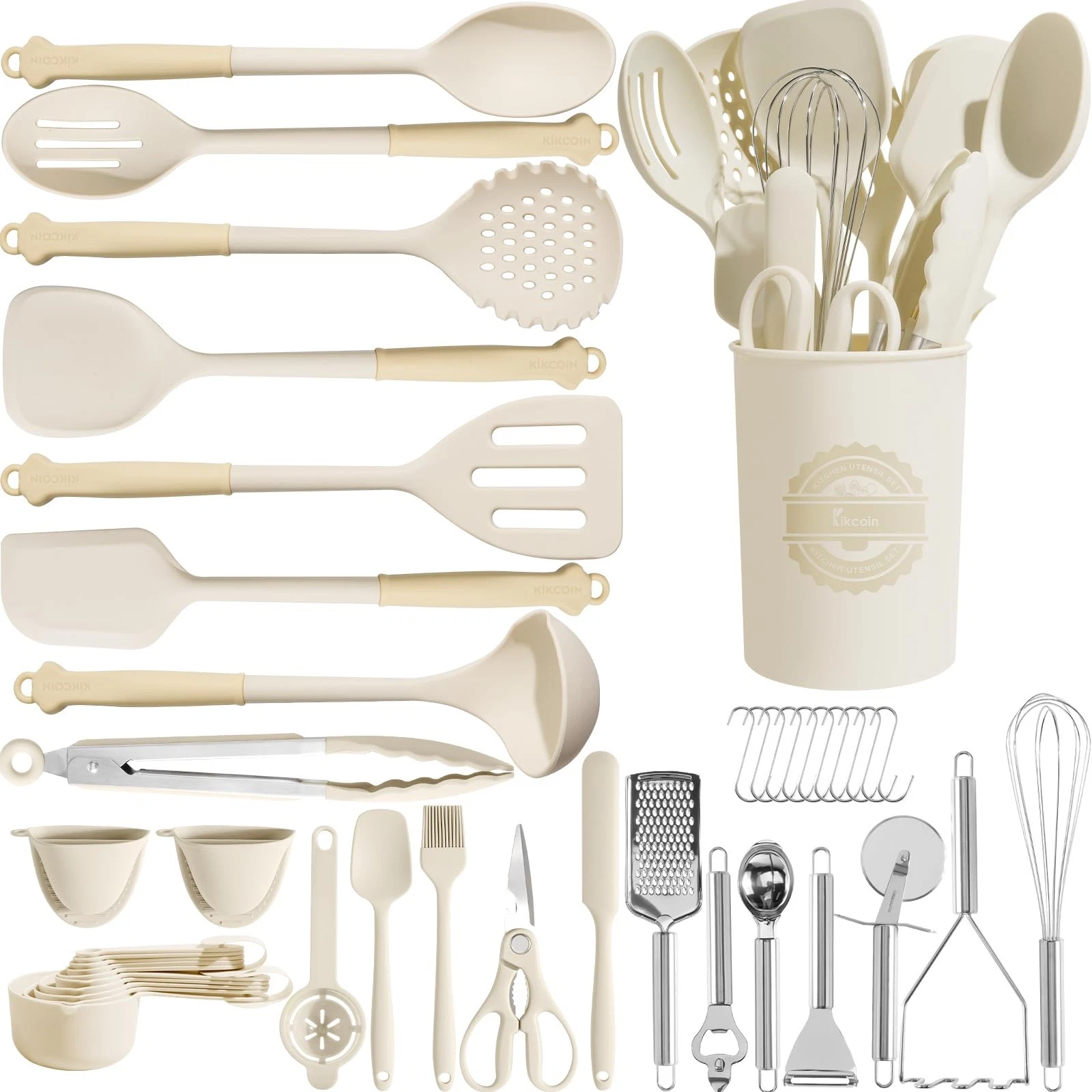 43Pcs Large Kitchen Utensils Set - Silicone Cooking Utensils Set, Dishwasher ...