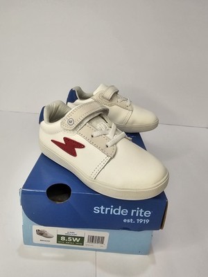 Stride Rite Boys Sneakers SR Kalin White Leather New Size 8.5W Athletic