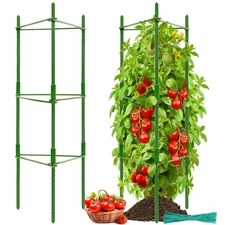 2 Pack Tomato Cages for Garden,Up to 48in(4FT) Adjustable Tomato Cage,Garden ...