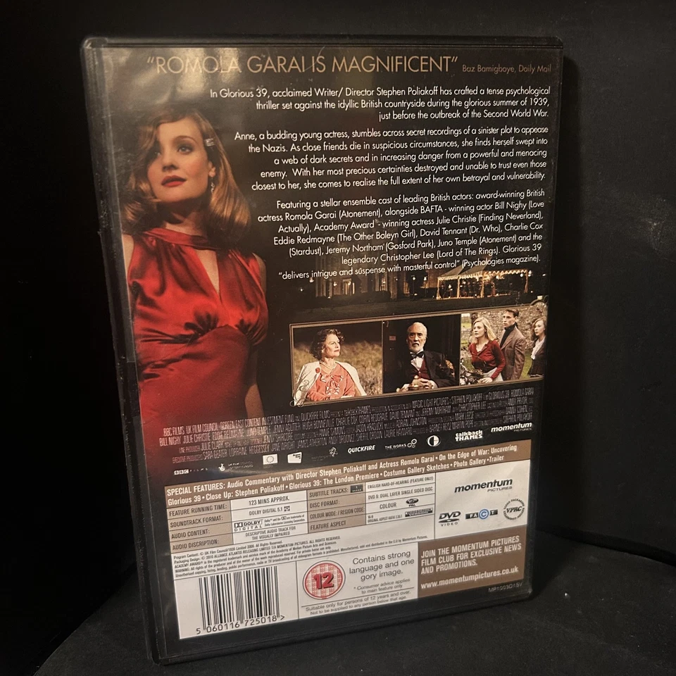 Glorious 39 DVD 2010 Stars Romola Garai & Eddie Redmayne UK Release VGC R2 - Image 2 of 3