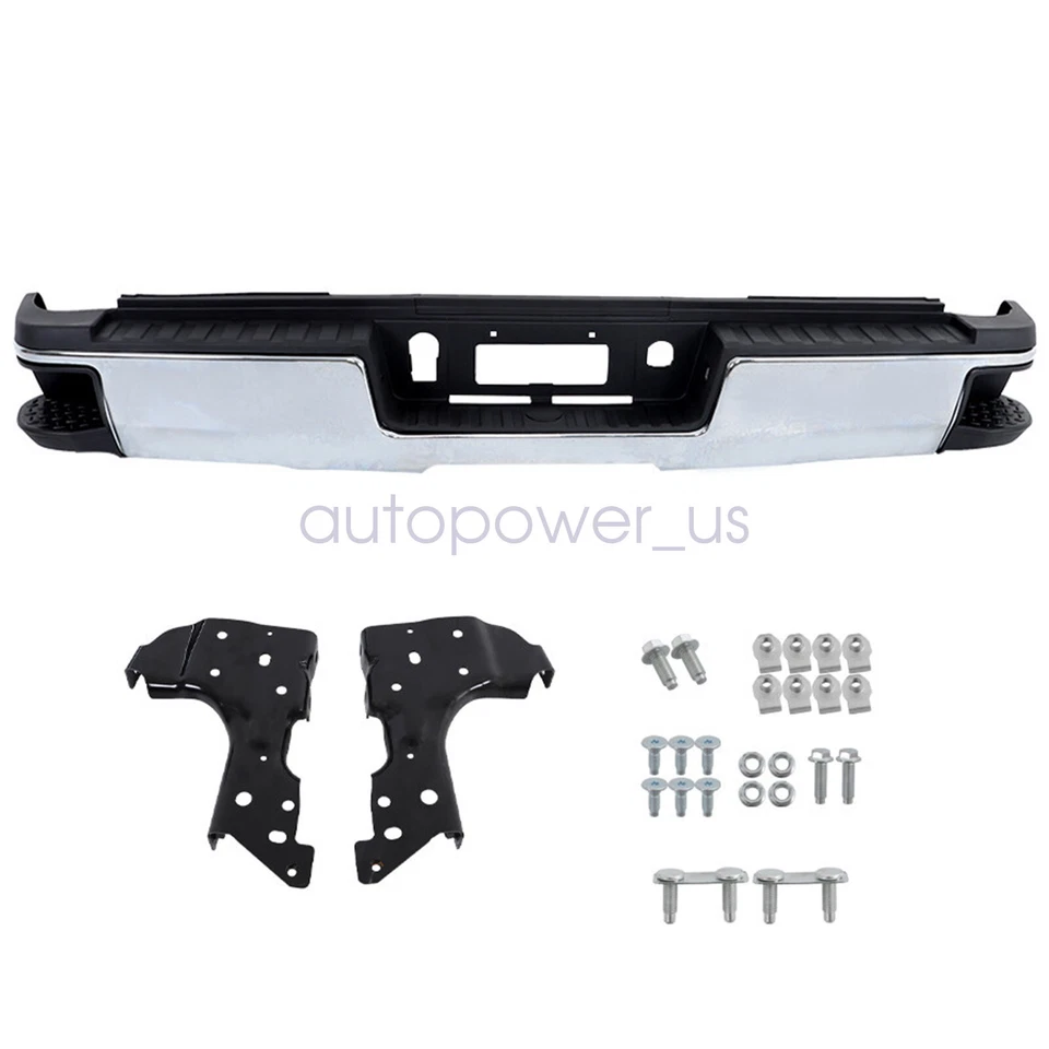 Fits Silverado Sierra 2500HD 3500HD 2015-2019 Steel Rear Bumper Assembly Chrome - Изображение 2 из 4