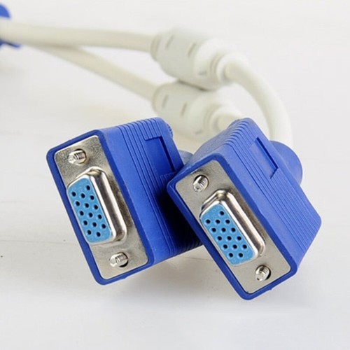 VGA Splitter Cable 1 Male to 2 Female Connector Wire Line D-SUB 15P for Displays - Picture 5 of 8