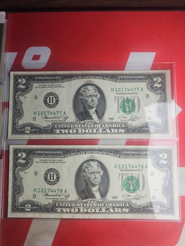 Five Consecutive Serial Number 1976 Two Dollar Bill *CRISP* - Picture 2 of 4