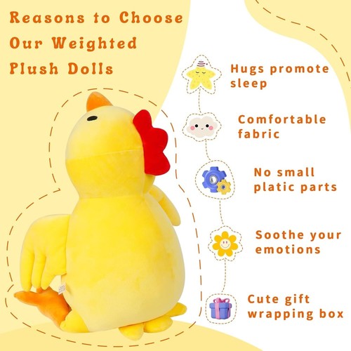 24" Weighted Chick Plush Pillow - Comforting Stuffed Animal for Kids and Adults - Picture 7 of 9