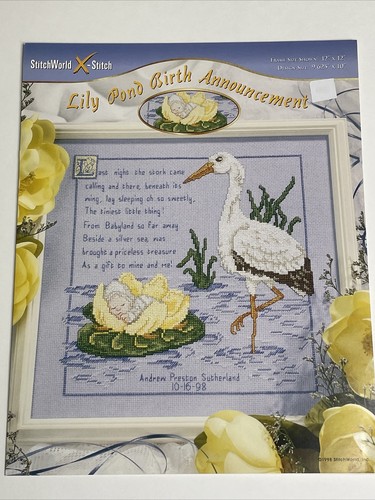 StitchWorld Lily Pond Birth Announcement Cross Stitch Pattern