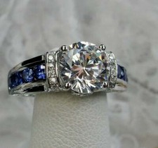 2Ct Round Cut Lab-Created Diamond Engagement Ring 14K White Gold Plated