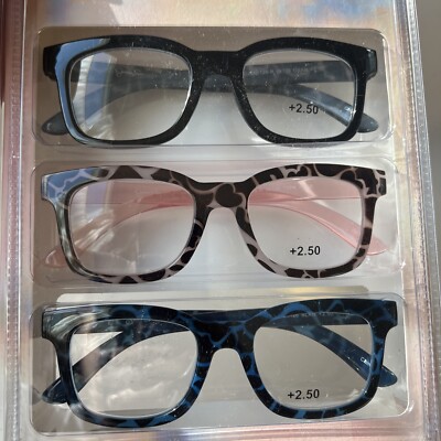 NIB JESSICA SIMPSON +2.50 ~3 Pack Women Premium Reading Glasses~  Multi- 