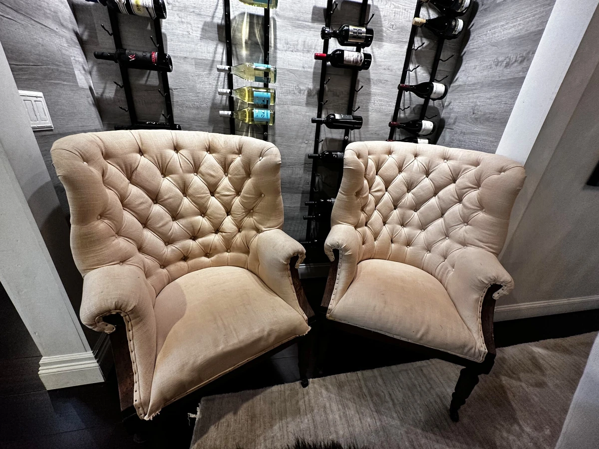 High Back Tufted Accent Chair RH Pottery Barn Look Alike Restoration Hardware