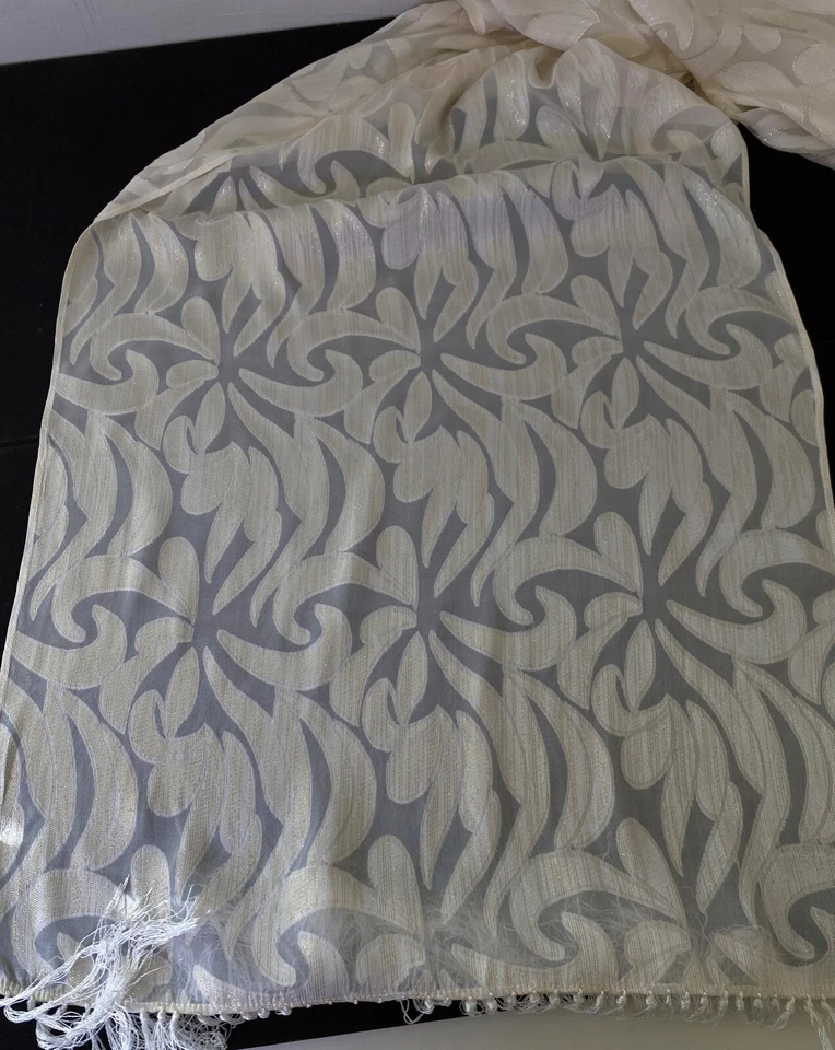 Bufanda larga de seda vintage Oscar De La Renta con destellos metálicos XX224 Foto 3 de 4