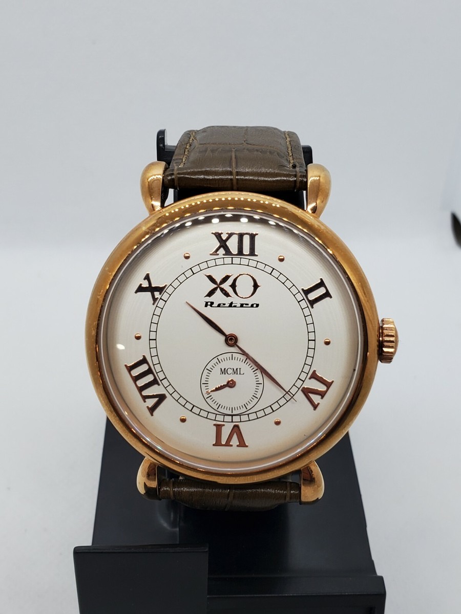 Mint Mens XO RETRO MCML Military DNA Leather band men's Watch Gold