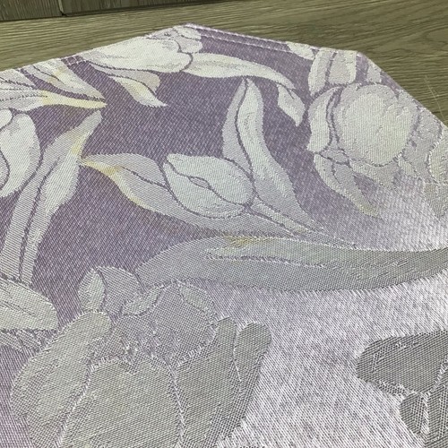 Vintage Fabric Placemat Lavender Floral Tulip Pattern 6 pc - Picture 2 of 8