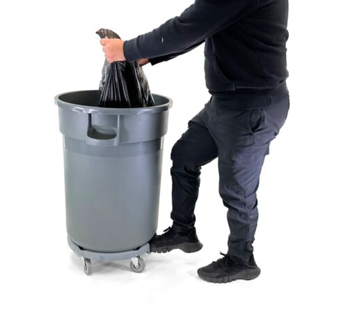 Trash Can Dolly | Heavy-Duty Plastic | 5 Casters | Foot Stabilizer | 460 Lb. Cap - Picture 9 of 9