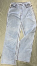 1970s Pentimento Frosted Blue Jean Denim Hi Rise Pants Juniors 13 Tube Leg 28x30