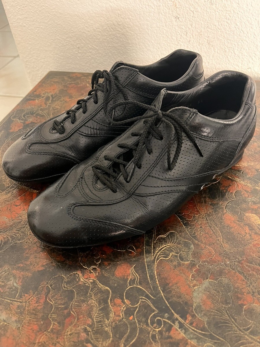 Prada Shoes Black Leather Sneakers Unisex Size 5 1/2. 8 US