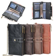 Man's RFID Clutch Bag Credit Card Holder Zipper Wallet Bifold Leather Purse Gift