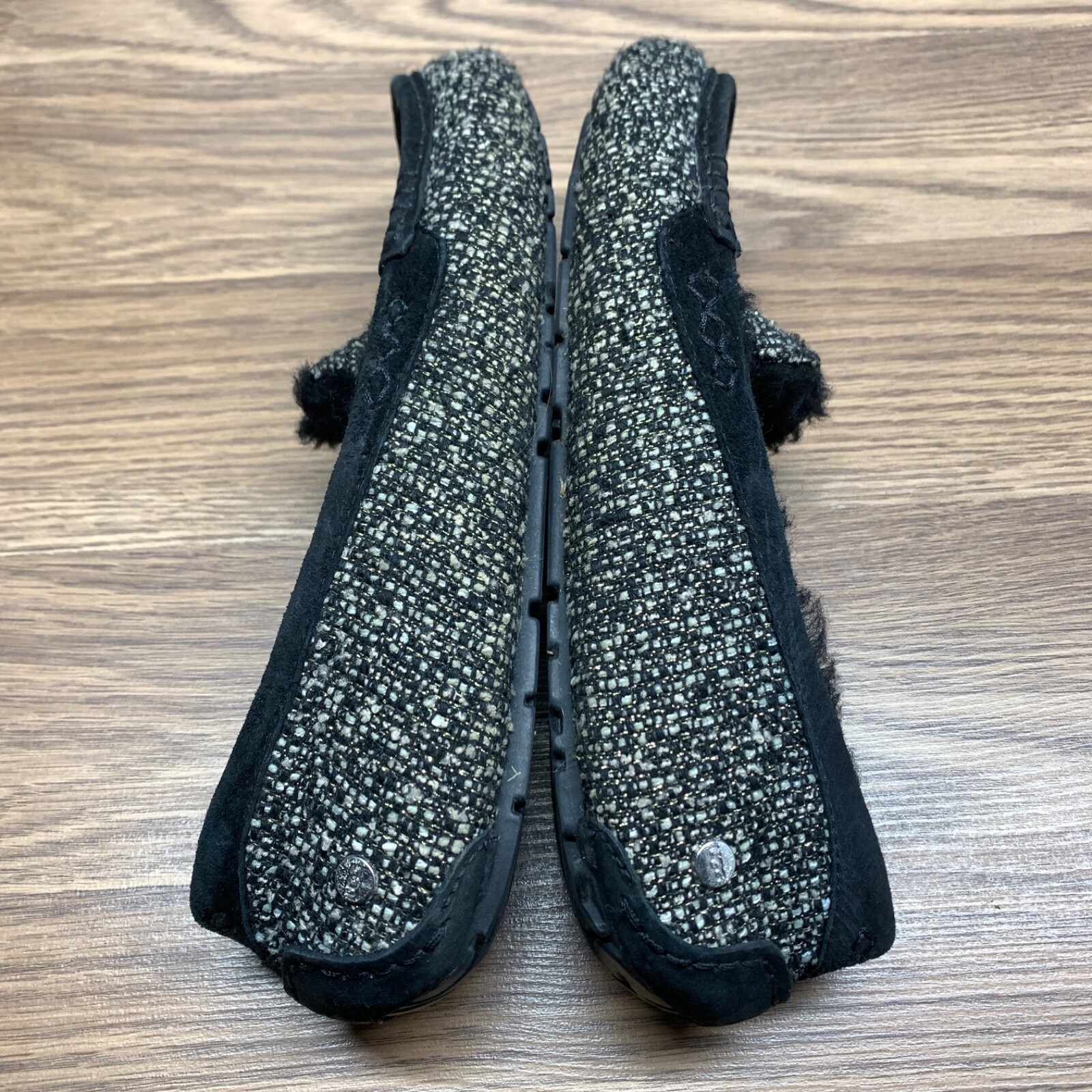 PANTOFOLA D’ORO UGG Australia Ansley ciabatte mocassini glitter taglia 9 bronzo nero oro 1009171