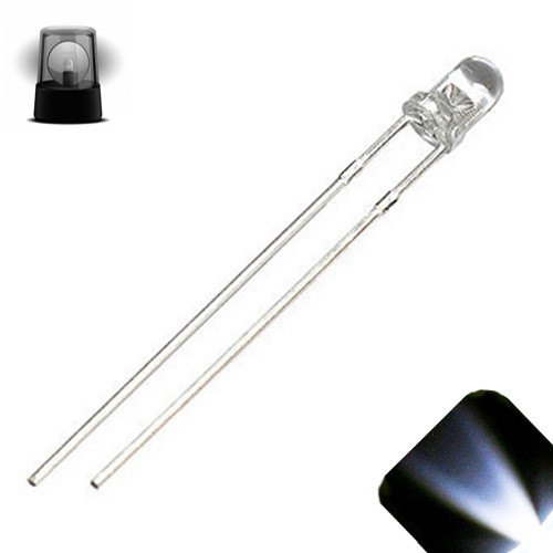 20 LED 3 mm Blanco Frío Extra Rápido Parpadeante Estroboscópico Ultra Brillante 6Hz - Imagen 1 de 3