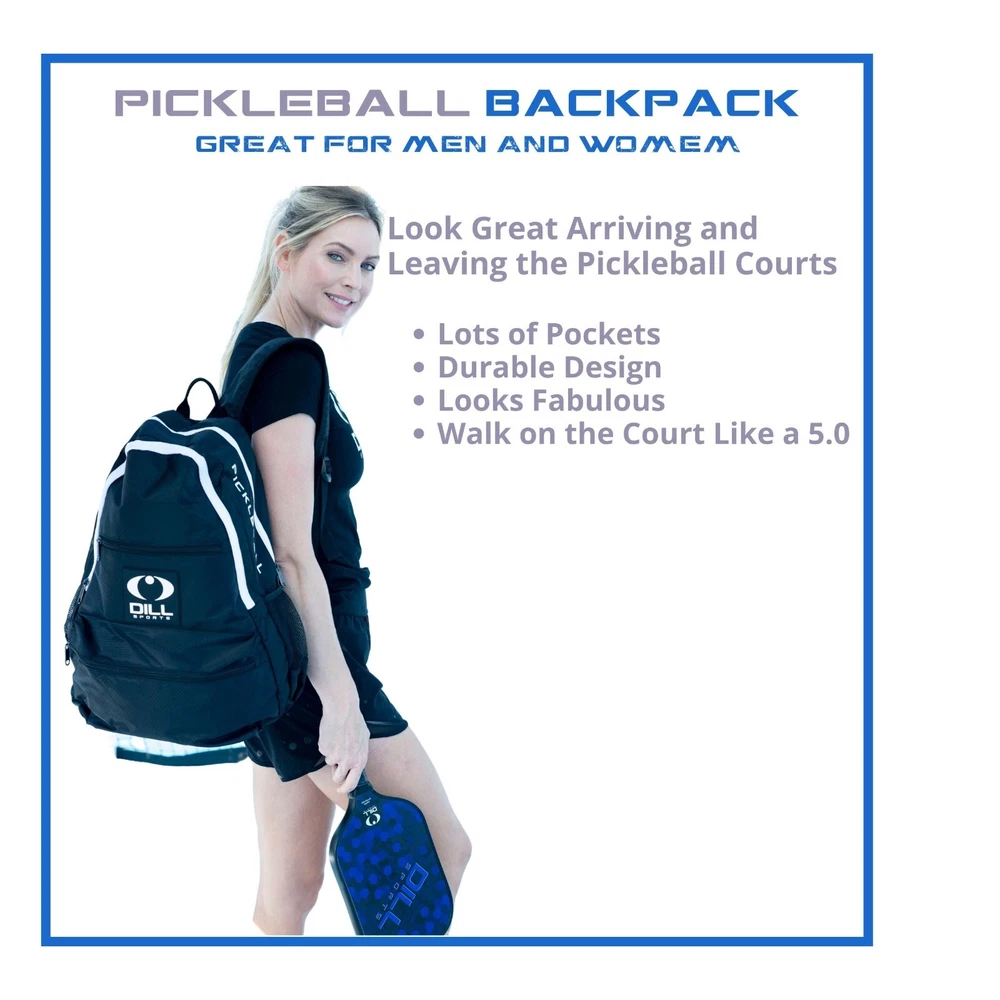 Pickleball Bag - Backpack with White Accents for Men and Women