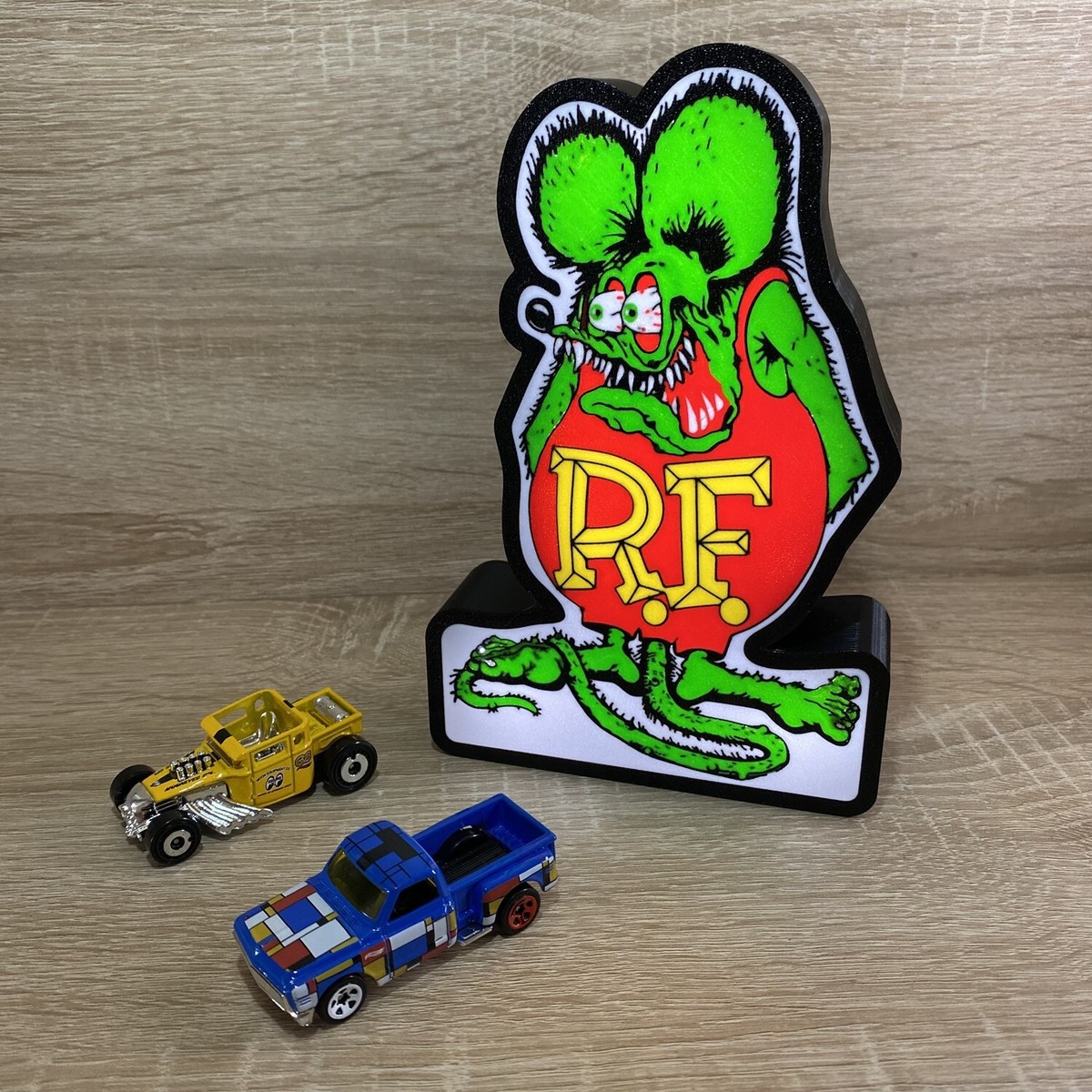 Rat Fink Hot Rod Racing Light Box 3D Printed LED Lamp Neon Sign