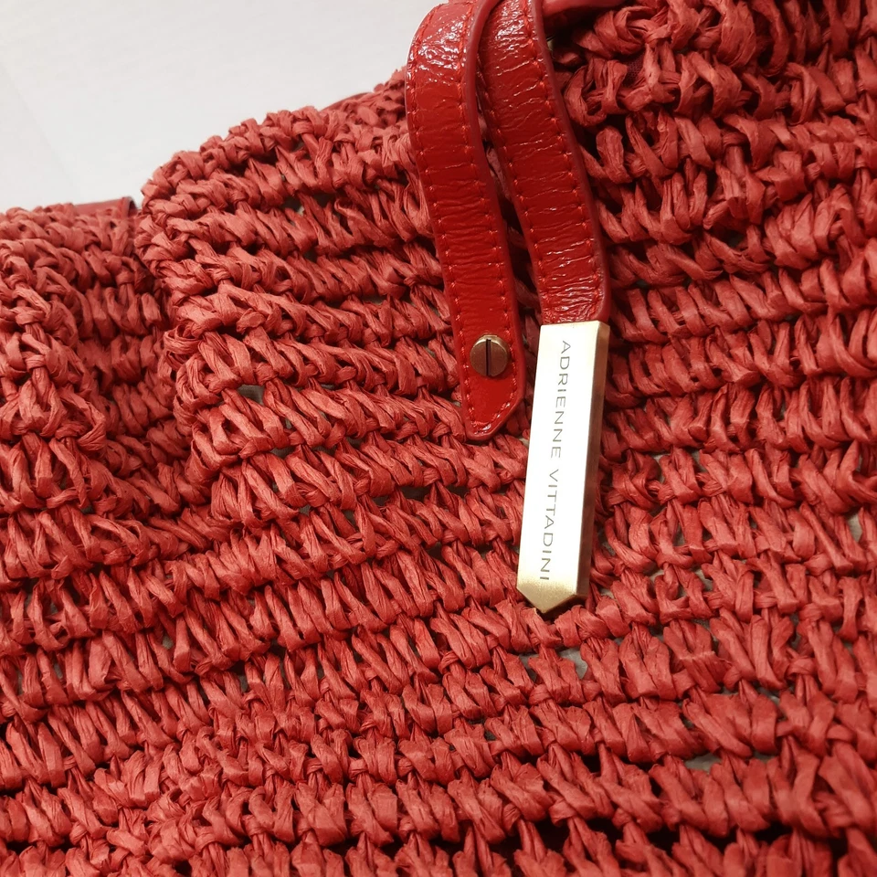 Adrienne Vittadini Muy Grande Rojo Paja Bolso de Mano Cartera Bolso de Hombro Foto 2 de 4